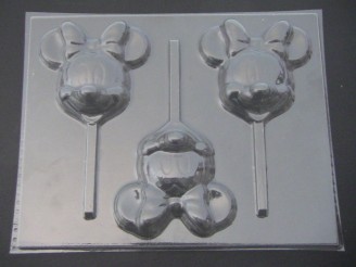 555sp Large Famous Female Mouse Face Chocolate or Hard Candy Lollipop Mold